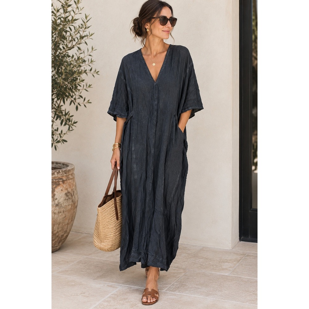 $675 NICHOLAS K Sierra Dress Kaftan Cinch Waist Size Small NWT Goth Midi